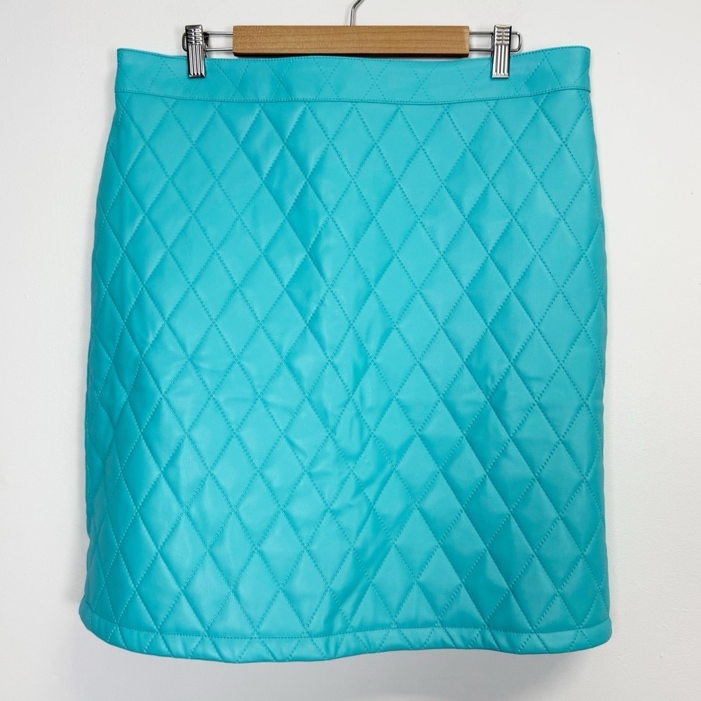 G by Giuliana Pencil Skirt Women Size 16 Blue Quilt Diamond Black Label